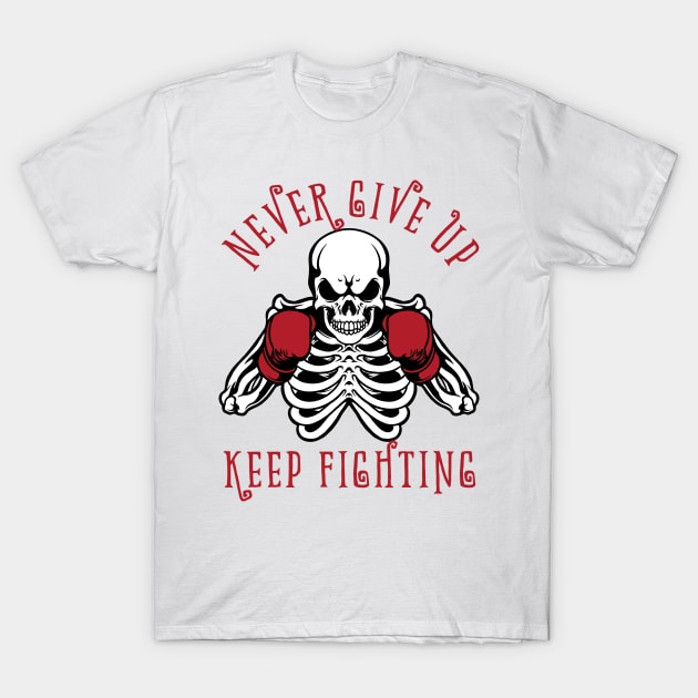 Motivational Inspirational Never Give Up Skeleton Boxer T-Shirt by ArtisticRaccoon